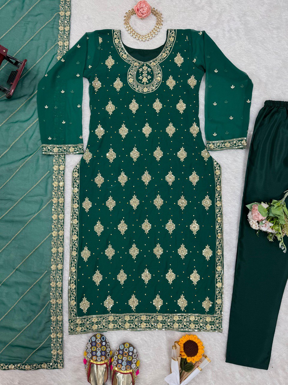 Latest Faux Georgette Suit with Diamond Work 2025 – Elegant &amp; Trendy