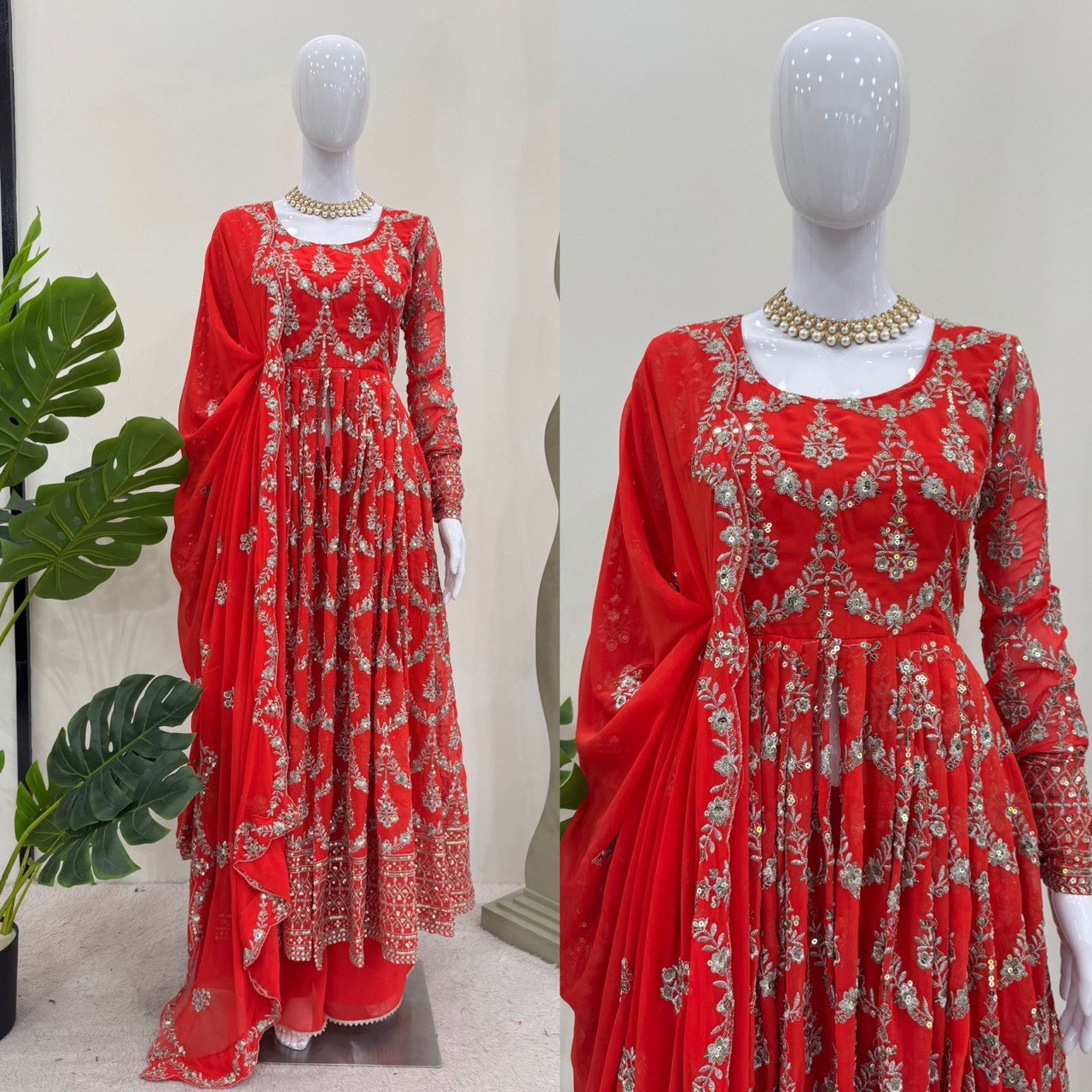 Designer Faux Georgette Suit with Dual-Side Work – 2025 Latest Collection