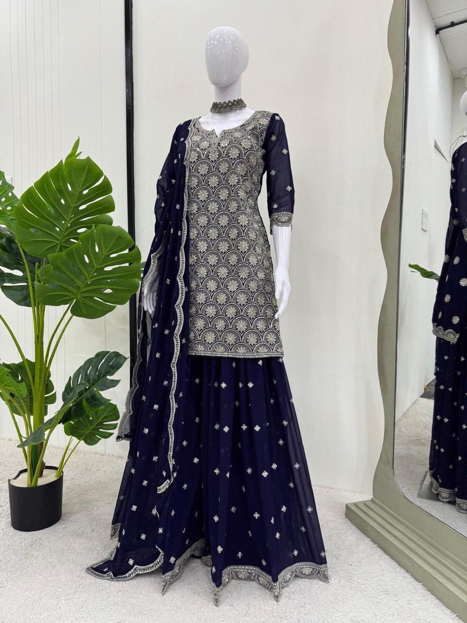 Stylish Faux Georgette Plazo Suit with Dupatta – 2025 Latest Collection