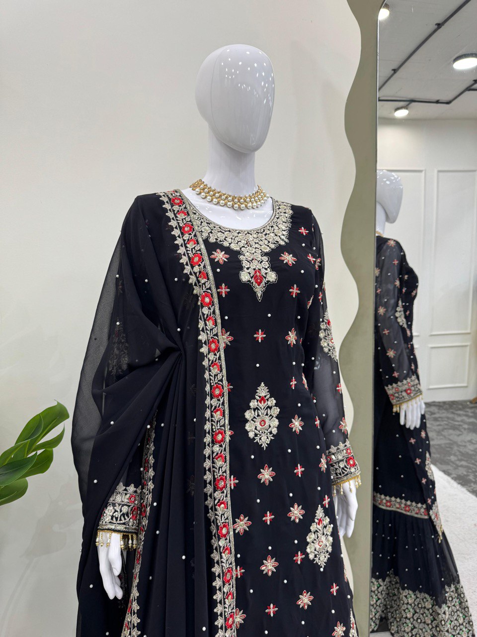 Stylish Faux Georgette Suit with Sharara & Dupatta – Perfect for Festive Glam!