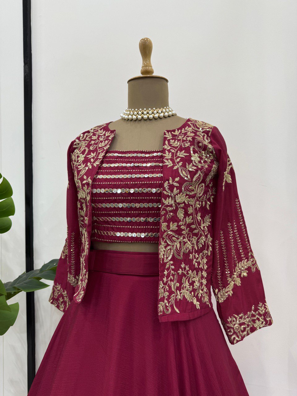 Elegant Chinon Silk Lehenga Set with Koti – 2025 Trending Collection