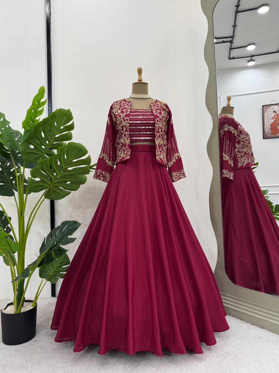 Elegant Chinon Silk Lehenga Set with Koti – 2025 Trending Collection