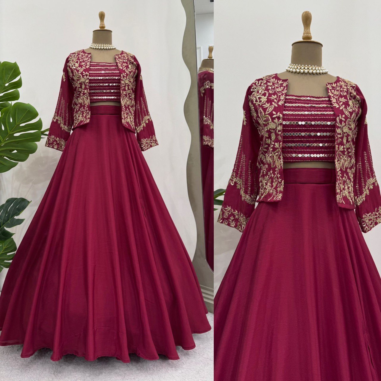 Elegant Chinon Silk Lehenga Set with Koti – 2025 Trending Collection