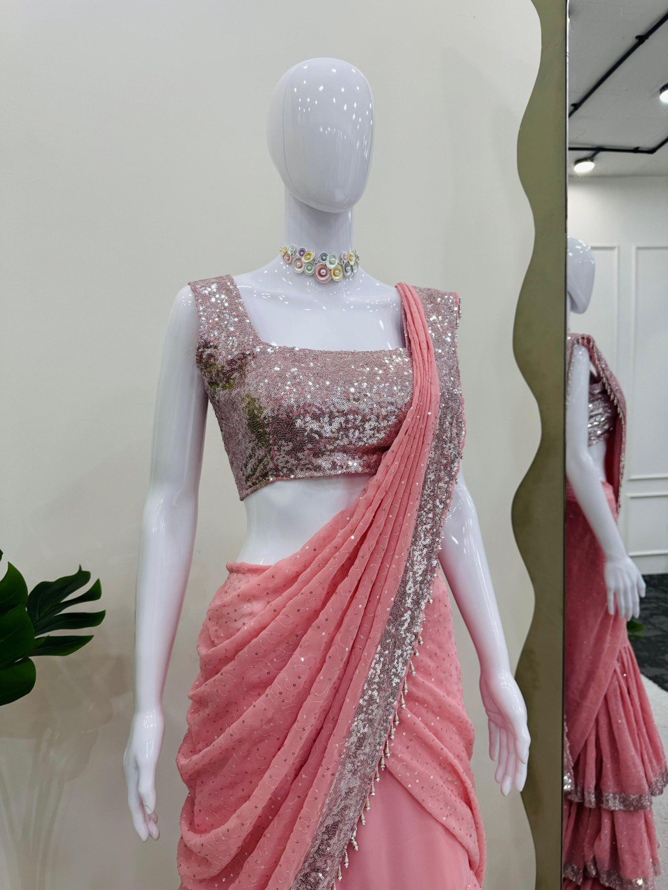 Latest Designer Faux Georgette Lehenga Saree 2025