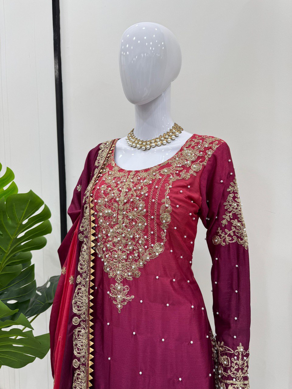 Designer Heavy Chinon Sharara Suit with Pearl & Sequins Work – Trending Wedding & Party Wear