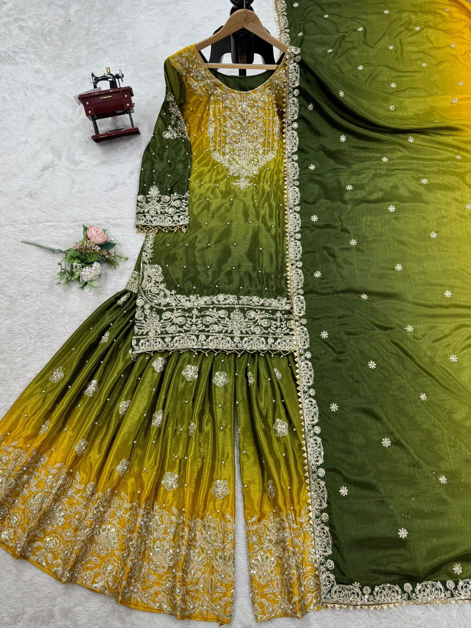 Designer Heavy Chinon Sharara Suit with Pearl & Sequins Work – Trending Wedding & Party Wear