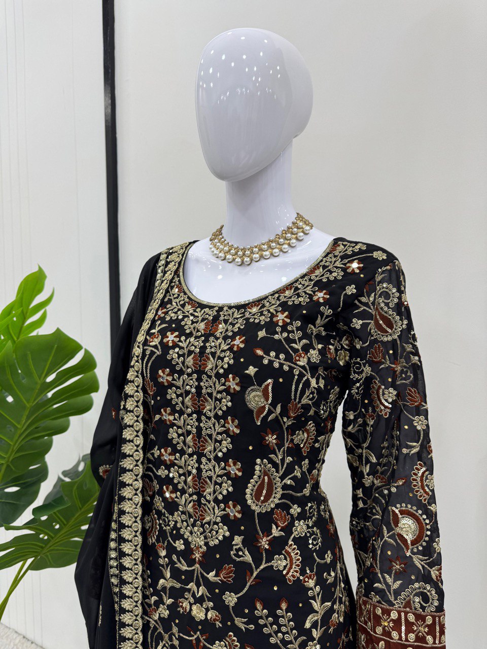 Latest Designer Faux Georgette Suit with Real Diamond Work 2025