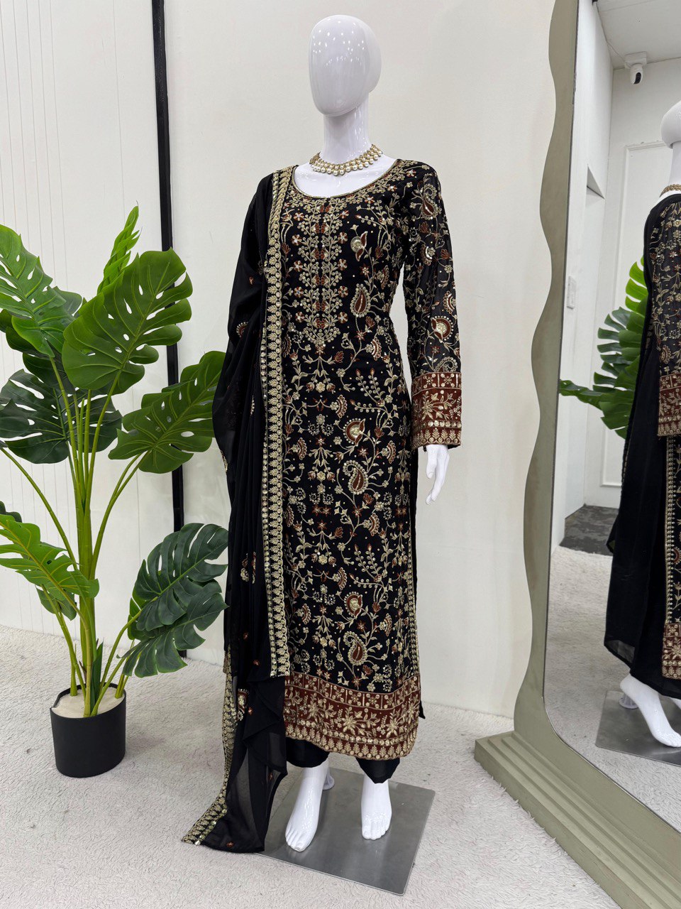 Latest Designer Faux Georgette Suit with Real Diamond Work 2025