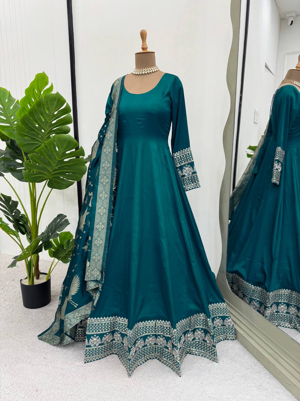 Latest Designer Satin Silk Anarkali Suit 2025