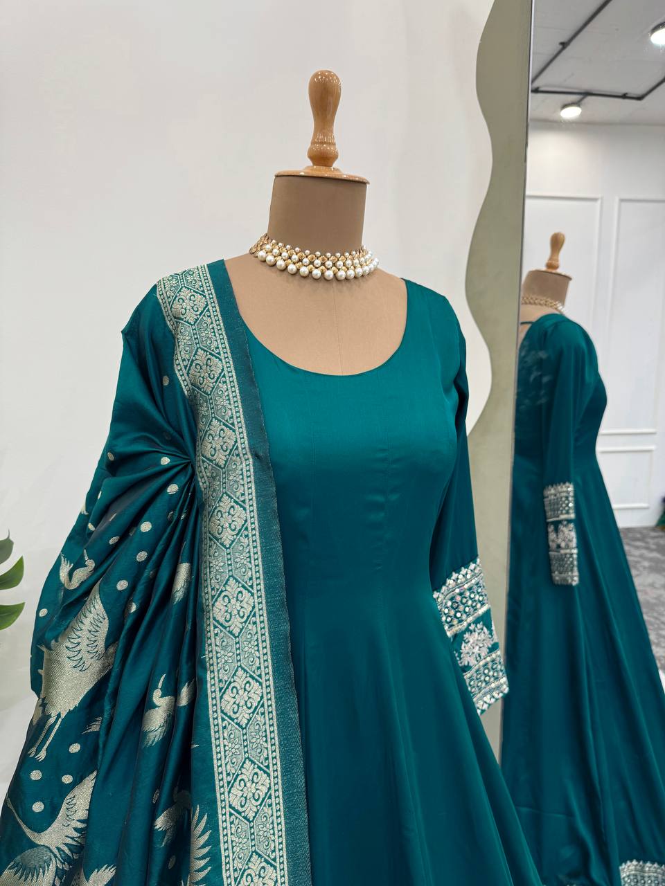 Latest Designer Satin Silk Anarkali Suit 2025