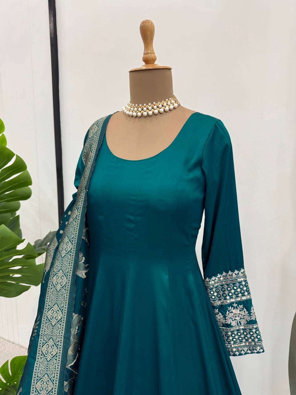 Latest Designer Satin Silk Anarkali Suit 2025