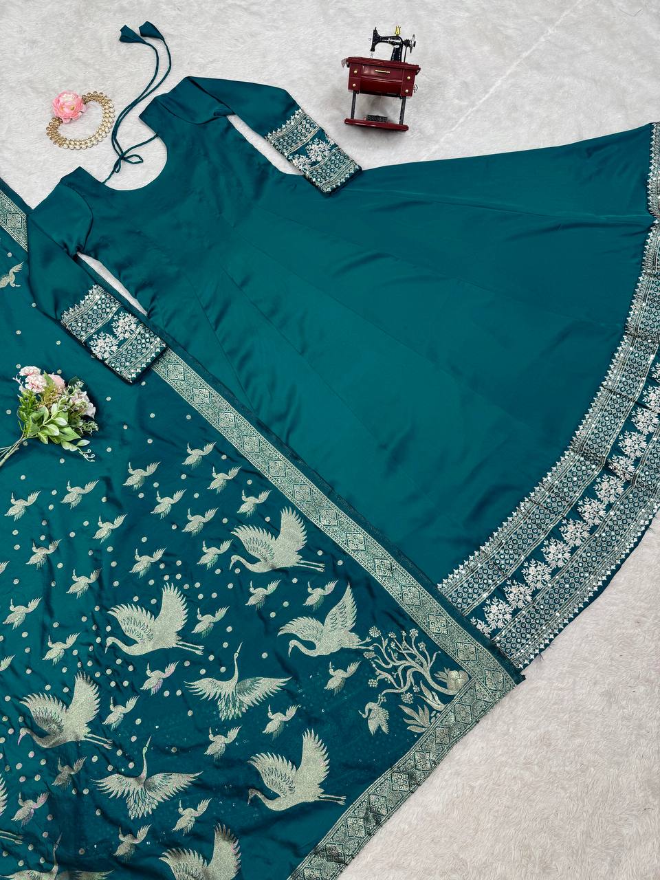 Latest Designer Satin Silk Anarkali Suit 2025