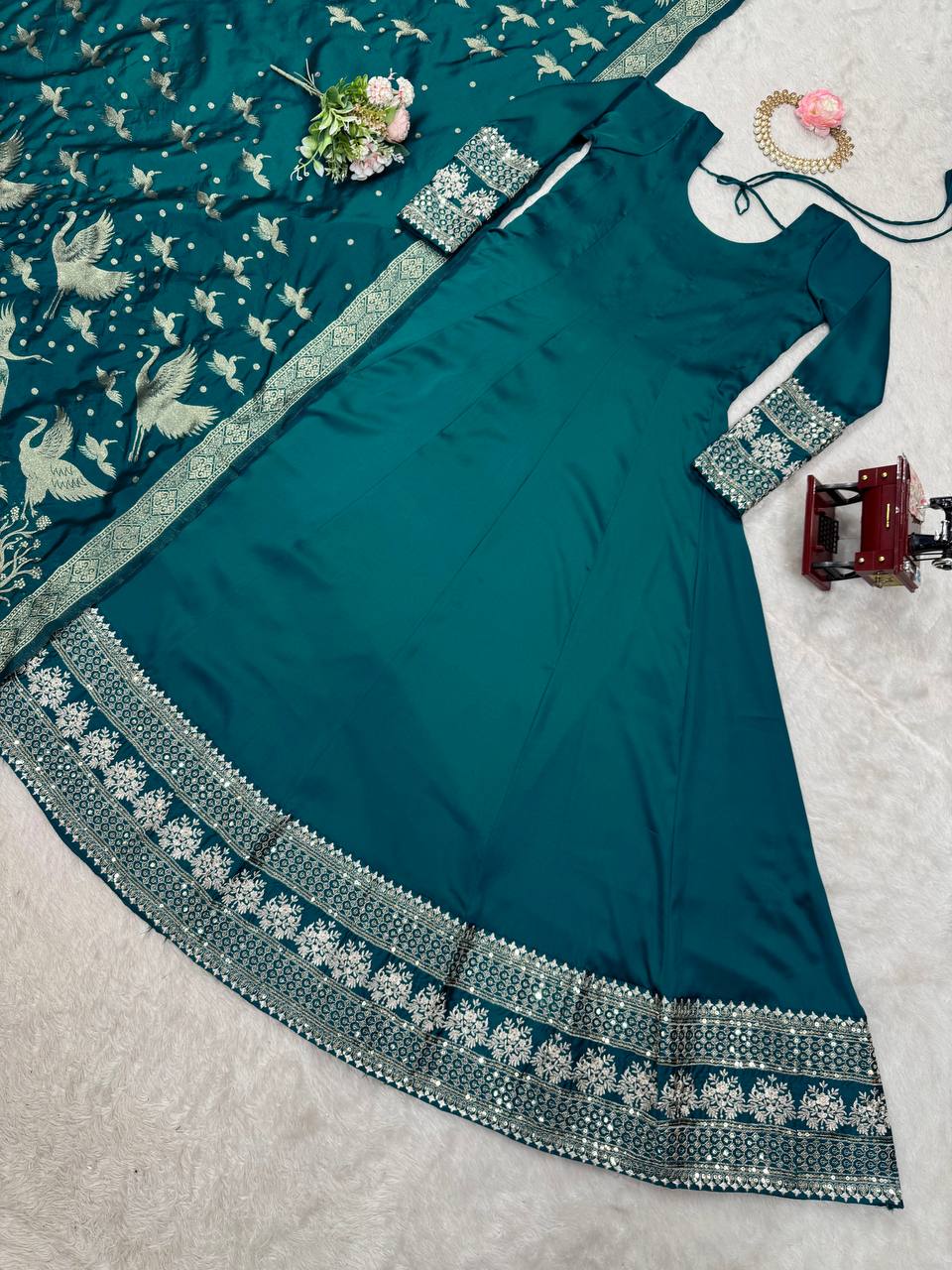 Latest Designer Satin Silk Anarkali Suit 2025