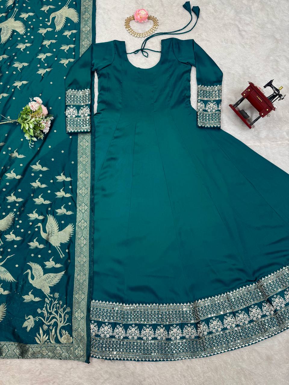 Latest Designer Satin Silk Anarkali Suit 2025