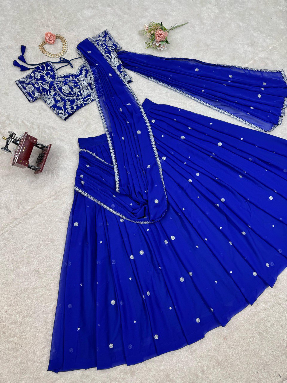 Latest Designer Faux Georgette Ruffle Lehenga Saree 2025