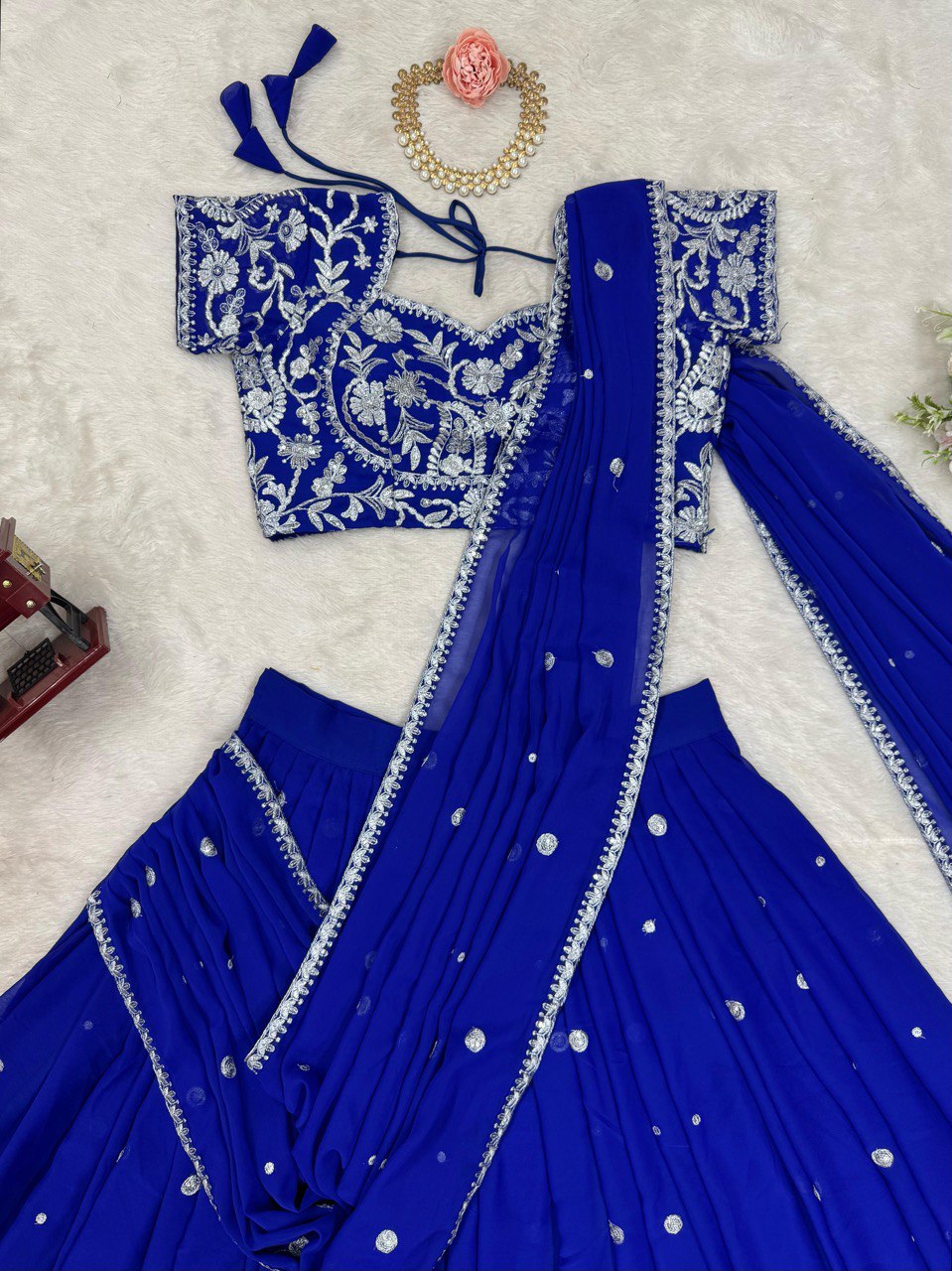 Latest Designer Faux Georgette Ruffle Lehenga Saree 2025