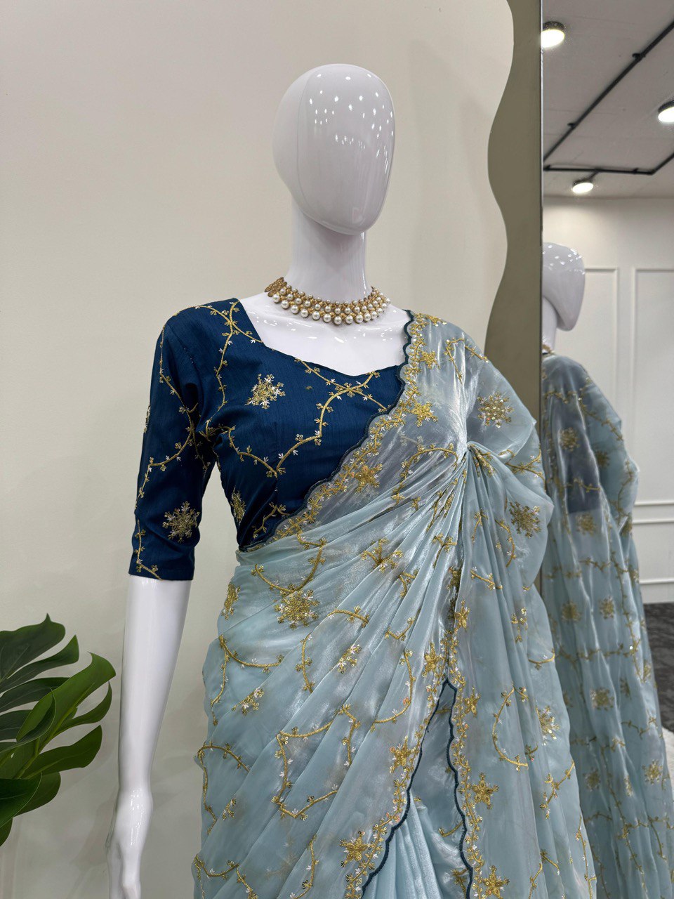 Elegant Soft Net sky blue  colour  Saree with Sequins Work – Stunning Party Wear