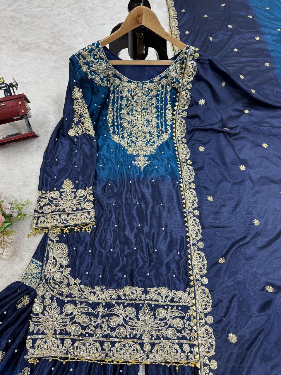 Designer Heavy Chinon Sharara Suit with Pearl & Sequins Work – Trending Wedding & Party Wear