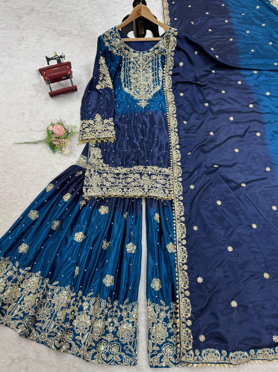 Designer Heavy Chinon Sharara Suit with Pearl & Sequins Work – Trending Wedding & Party Wear