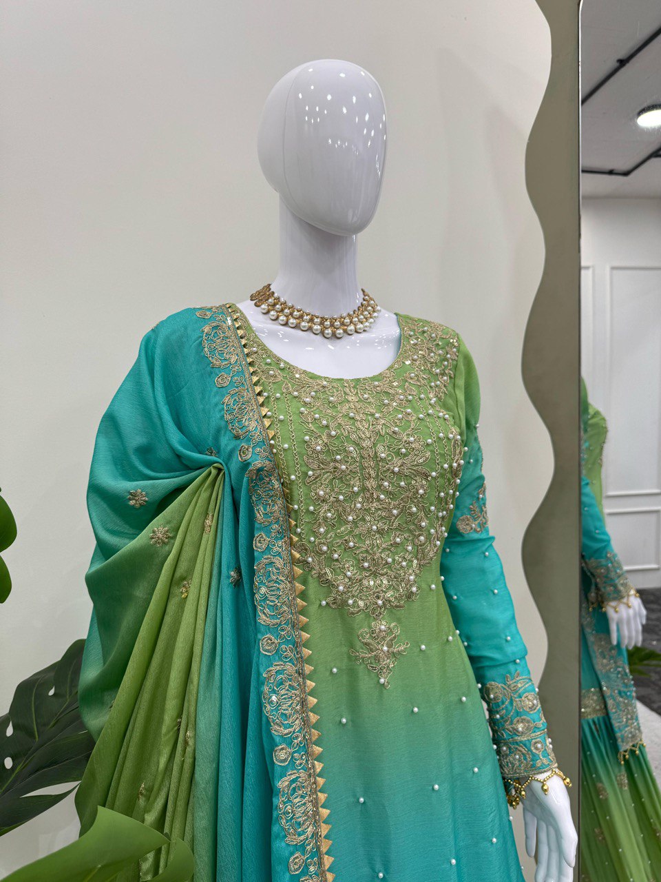 Designer Heavy Chinon Sharara Suit with Pearl & Sequins Work – Trending Wedding & Party Wear