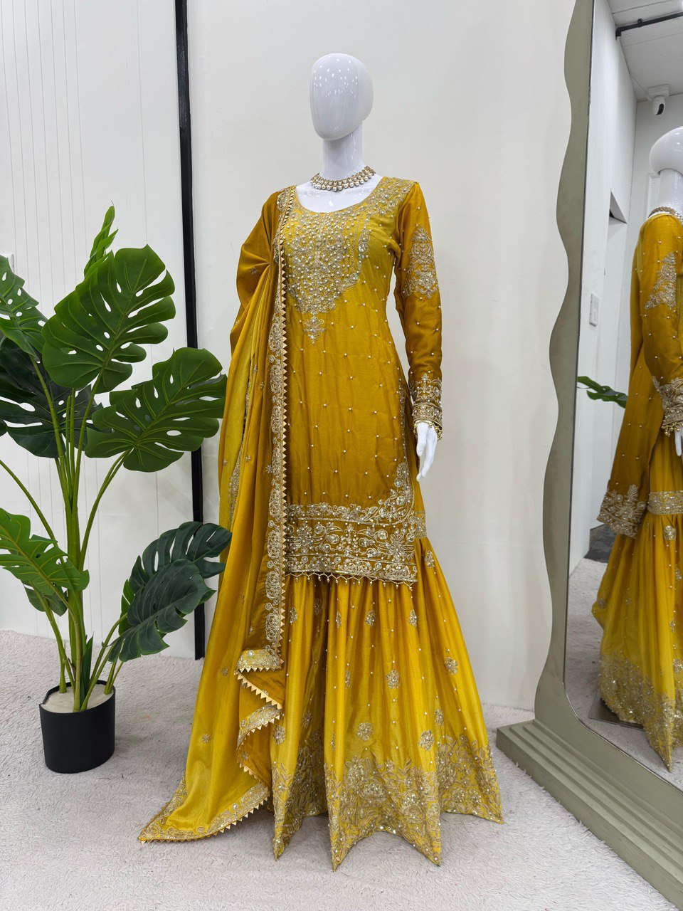 Designer Heavy Chinon Sharara Suit with Pearl & Sequins Work – Trending Wedding & Party Wear