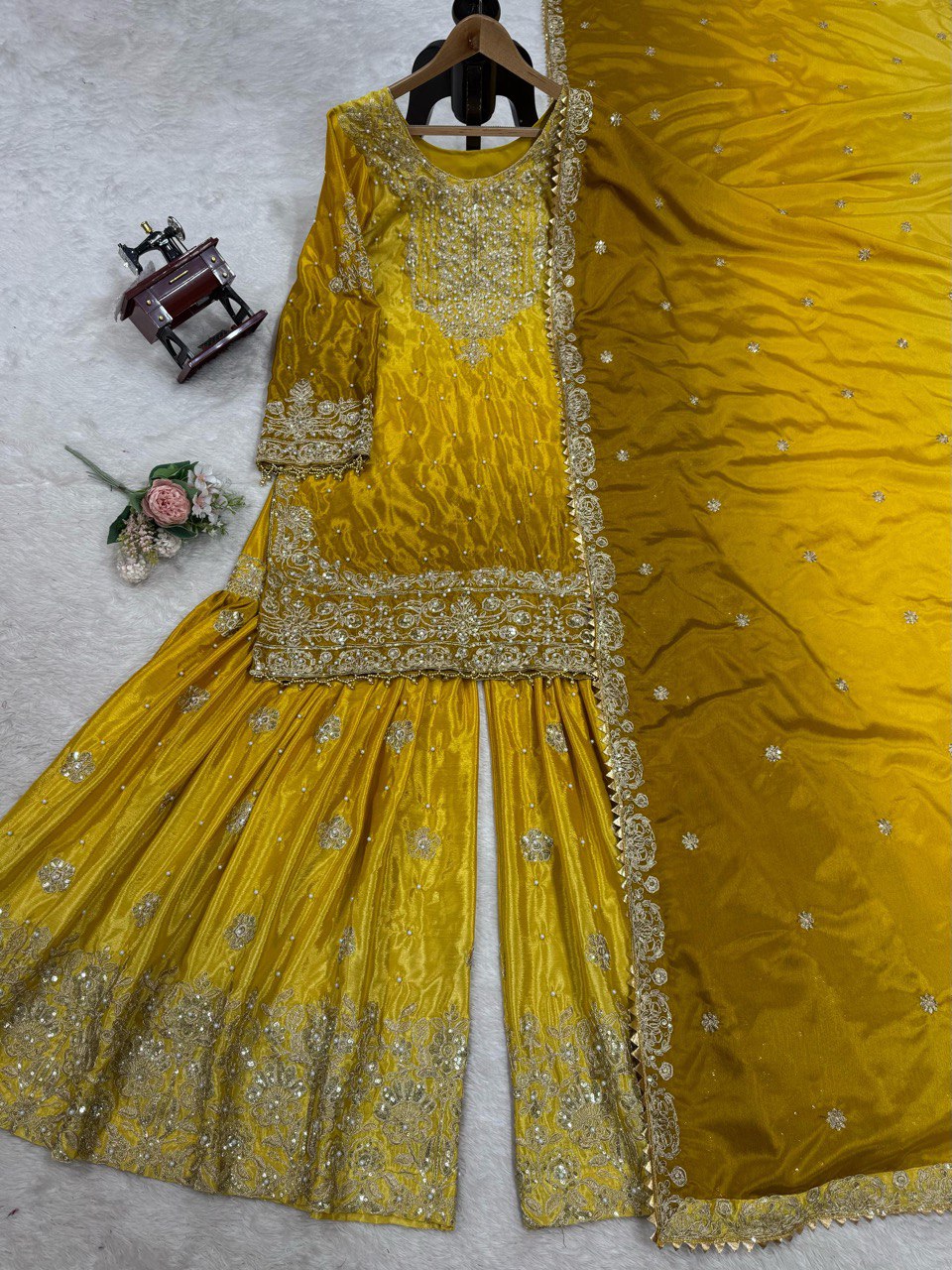 Designer Heavy Chinon Sharara Suit with Pearl & Sequins Work – Trending Wedding & Party Wear