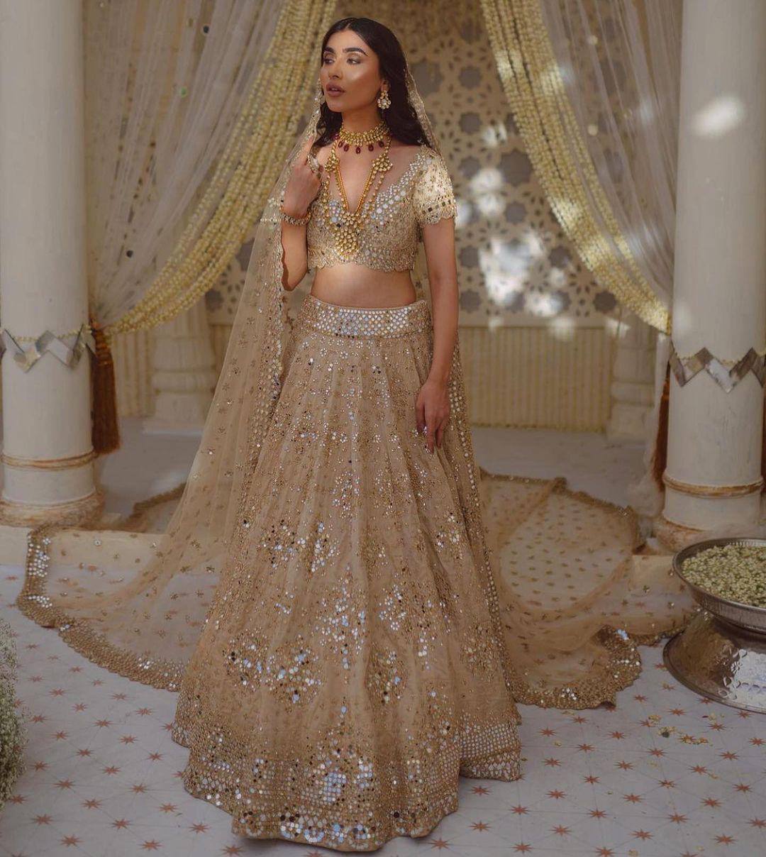 Trending Soft Mono Net Mirror Work Lehenga – 2025 Bridal &amp; Party Collection