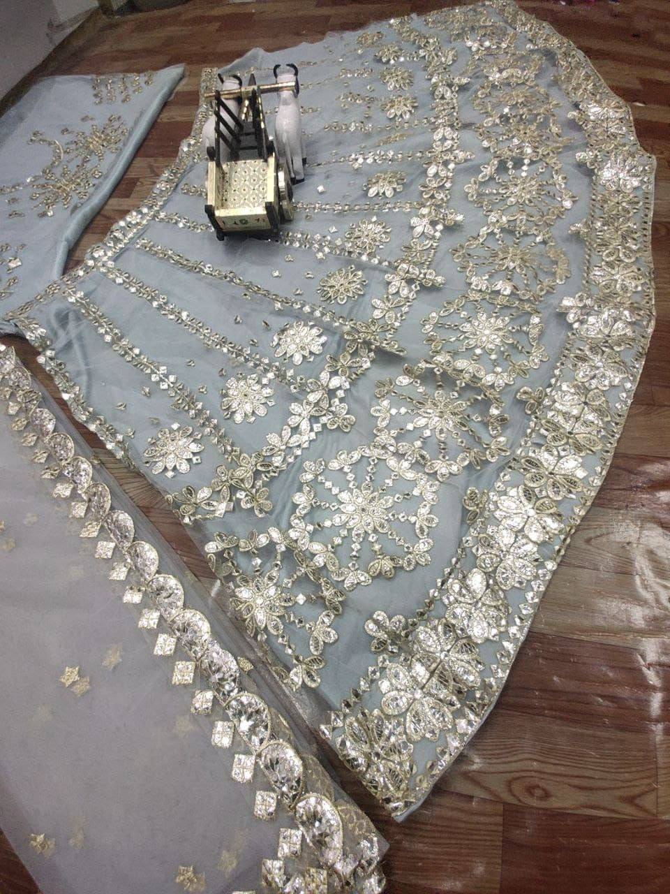 Exclusive Soft Mono Net Foil Embroidered Lehenga – 2025 Designer Collection