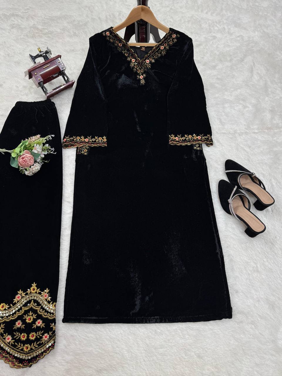 Trending Viscose Velvet Suit Set 2025 – Sequin Work with Side Pockets